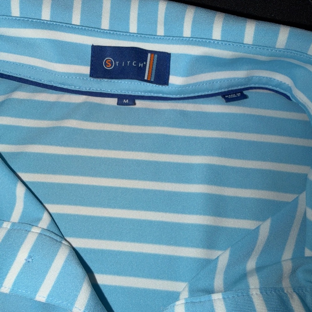 Stitch Light Blue Striped Polo Shirt for Men
